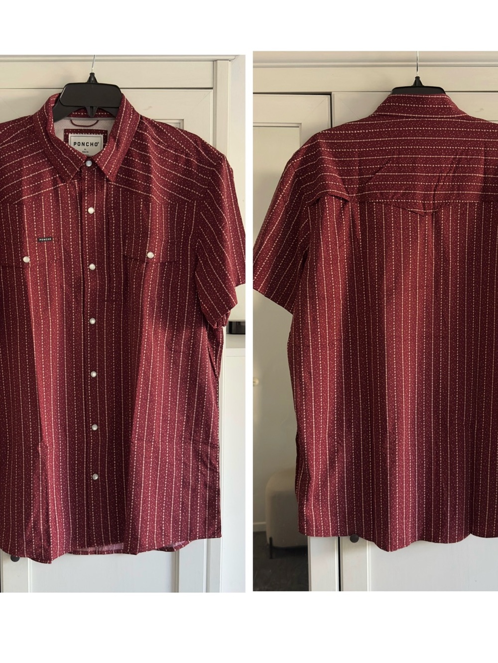 Poncho The Farmer Short Sleeve Snap Shirt Men's Size XL Slim Fit